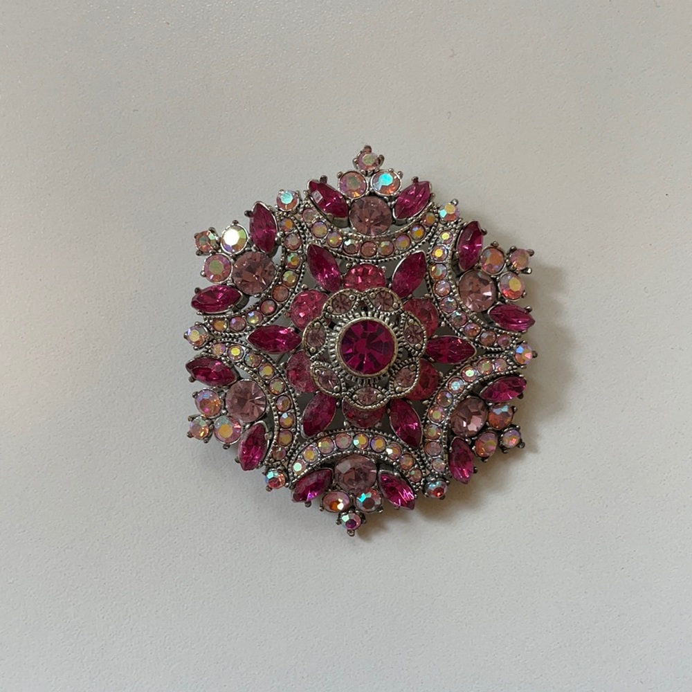 Pink Vintage Inspired Crystal Brooch